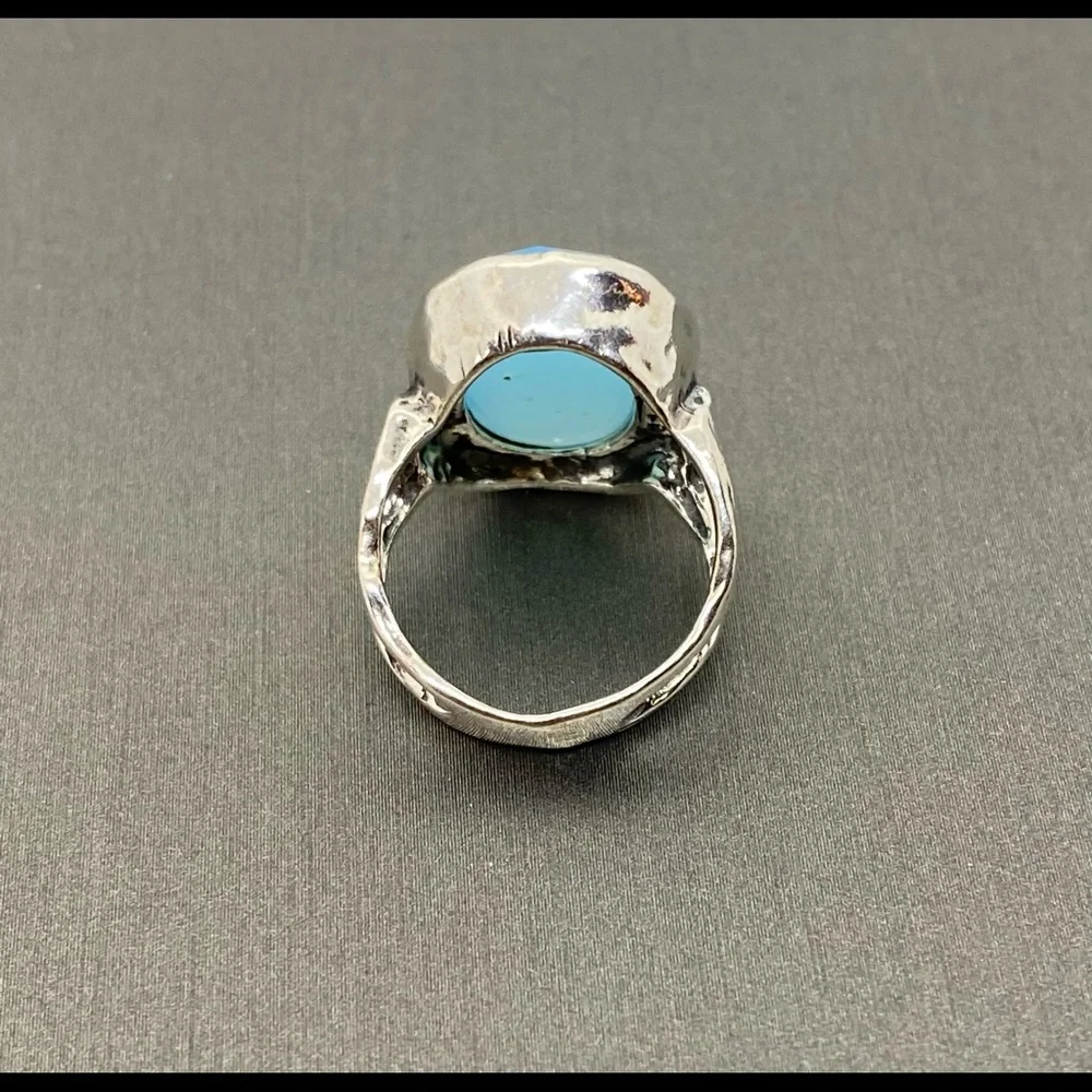 Grace & Heart G&H SKYE Ring Size 6 .925 Sterling Silver & Chalcedony Stone BLUE